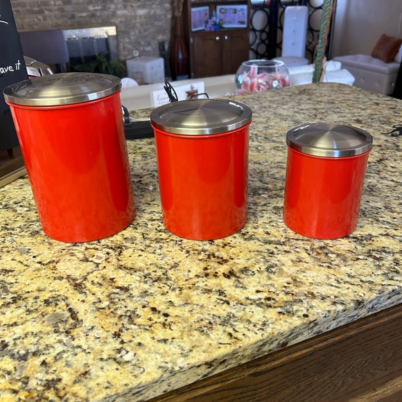 Kitchen Euc Red Kitchen Canisters Poshmark